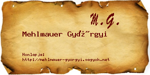 Mehlmauer Györgyi névjegykártya